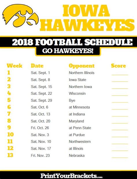 2019 iowa hawkeye football schedule